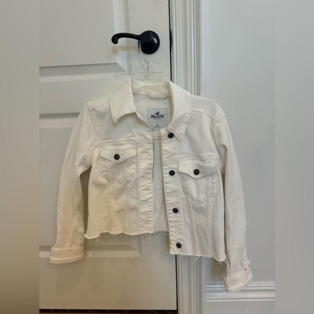 Hollister jean jacket size small white